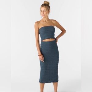 O’Neil Slate Blue Textured Skirt Set, O’Neil size S skirt, O’Neil size XS top